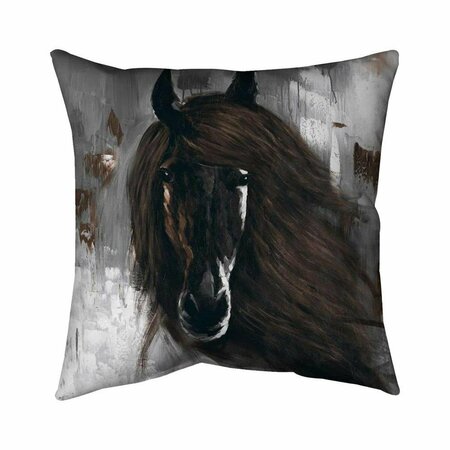 BEGIN HOME DECOR 26 x 26 in. Dark Brown Horse-Double Sided Print Indoor Pillow 5541-2626-AN123-1